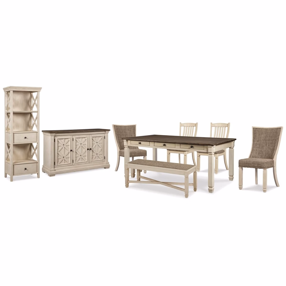 Bolanburg Dining Table, 4 Chairs, Bench, Server and Display Cabinet - Image 2