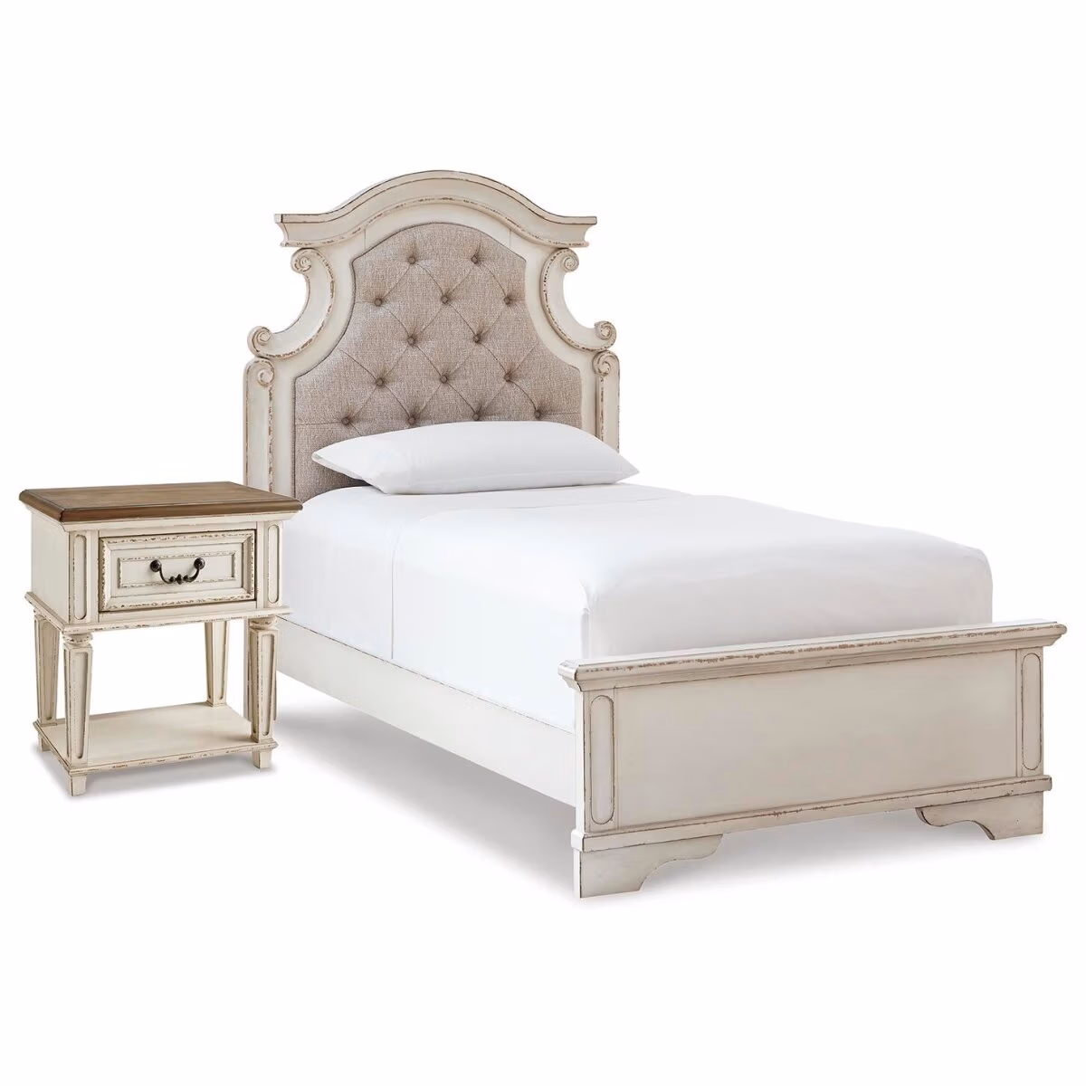 Realyn Twin Upholstered Panel Bed and Nightstand - Image 2