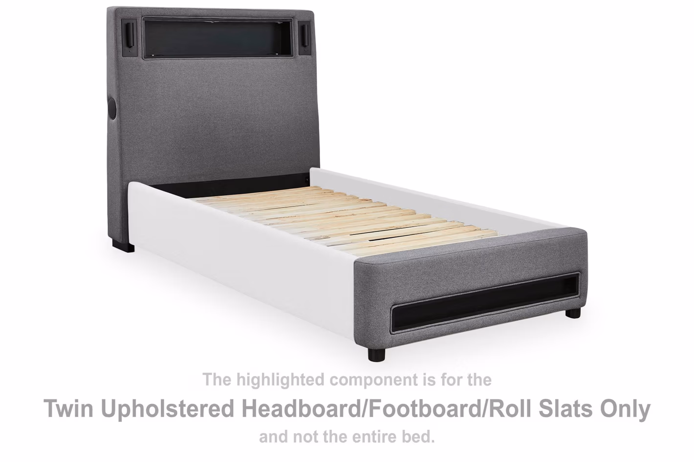 Finigale Twin Upholstered Headboard/Footboard/Roll Slats