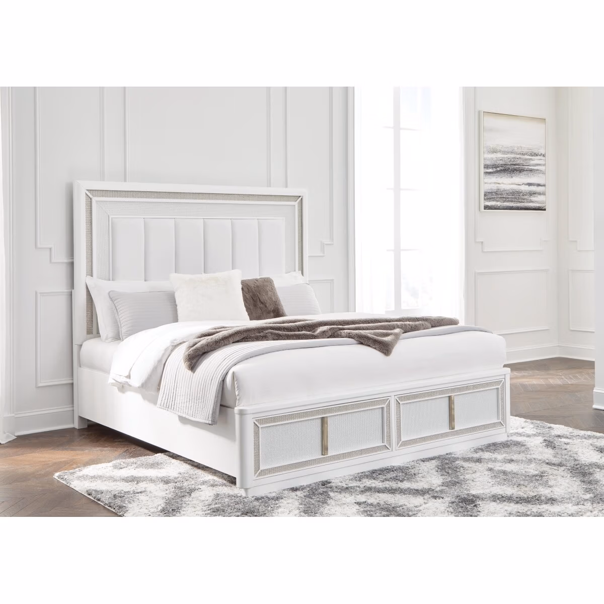 Chalanna Queen Upholstered Storage Bed, Dresser and Mirror - Image 15