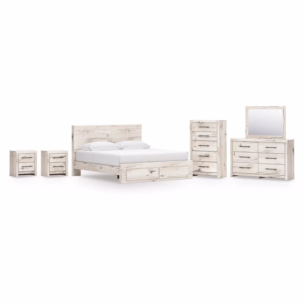Lawroy King Panel Storage Bed, Dresser, Mirror, Chest and 2 Nightstands - Image 2