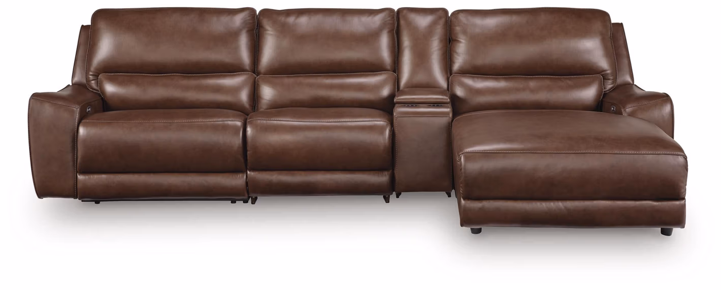 DeepWakes 4-Piece Reclining Sectional with Chaise and Storage Console