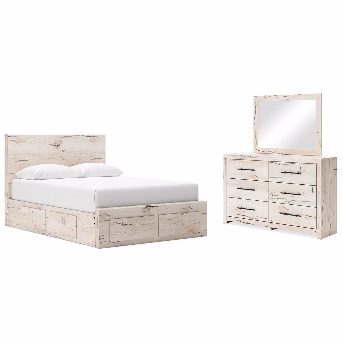 Lawroy Queen Panel Storage Bed, Dresser and Mirror - Image 2