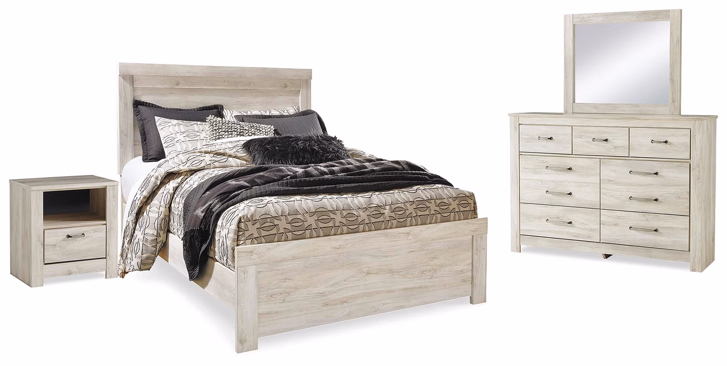 958534163b888cb40eb516ff3b46a8d4 Bellaby Queen Panel Bed, Dresser, Mirror, and Nightstand - Image 1