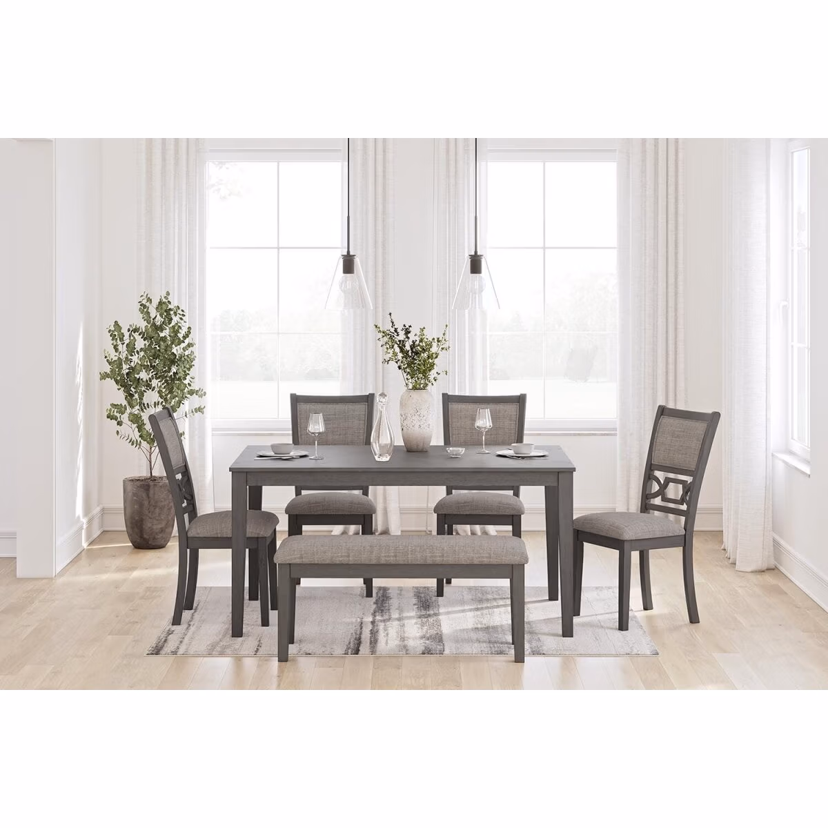 Wrenning Dining Table and 4 Chairs and Bench (Set of 6) - Image 3