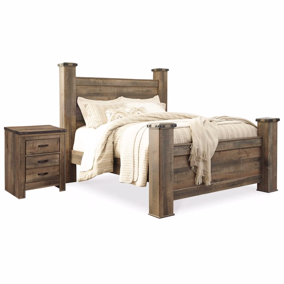 Trinell Queen Poster Bed and Nightstand - Image 2