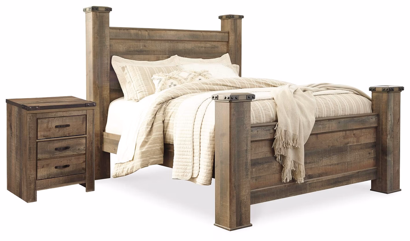 Trinell Queen Poster Bed and Nightstand