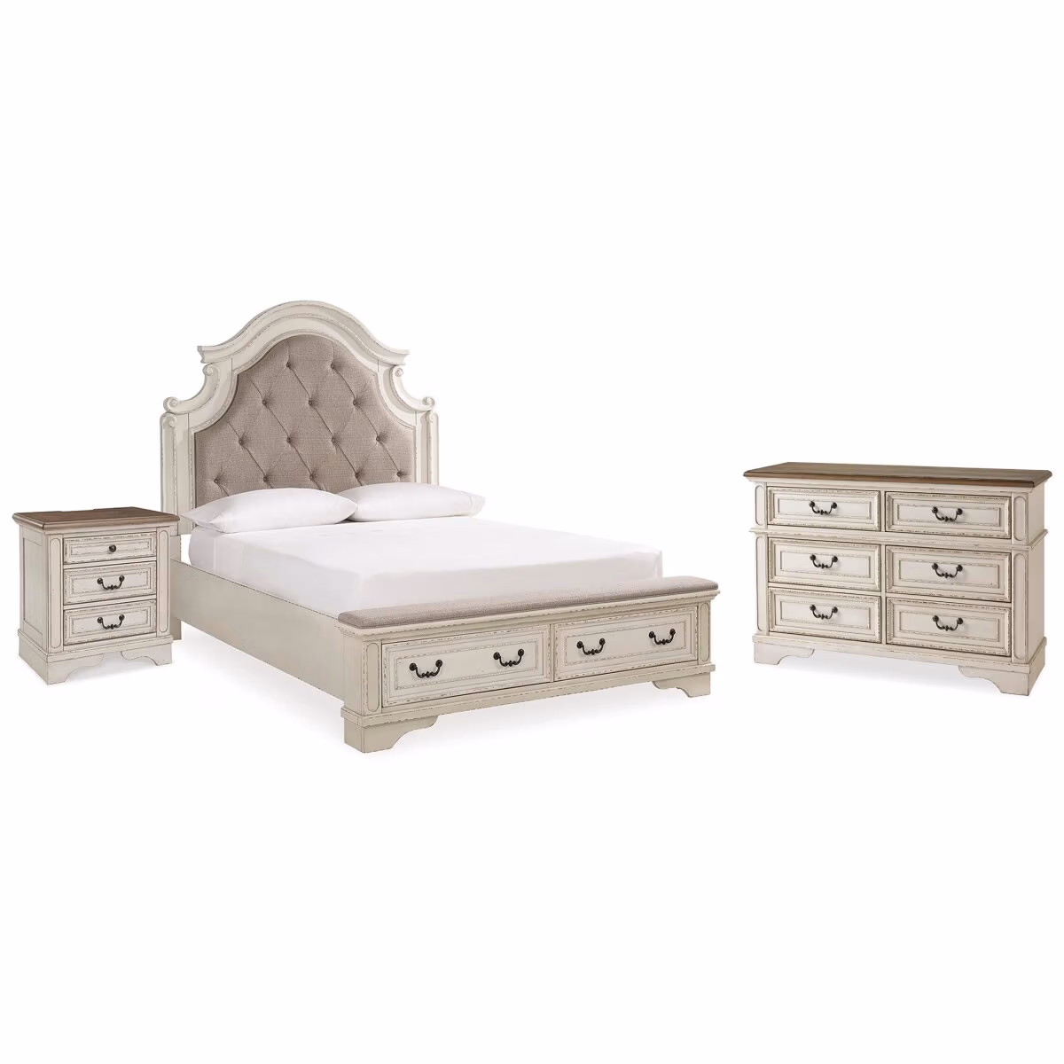 Realyn Queen Upholstered Panel Bed with Storage, Dresser and Nightstand - Image 2