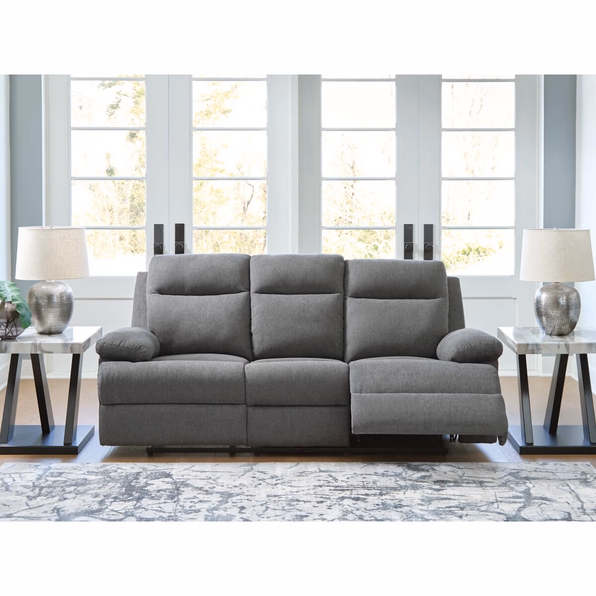 Side-Swipe Reclining Sofa with Drop Down Table - Image 3