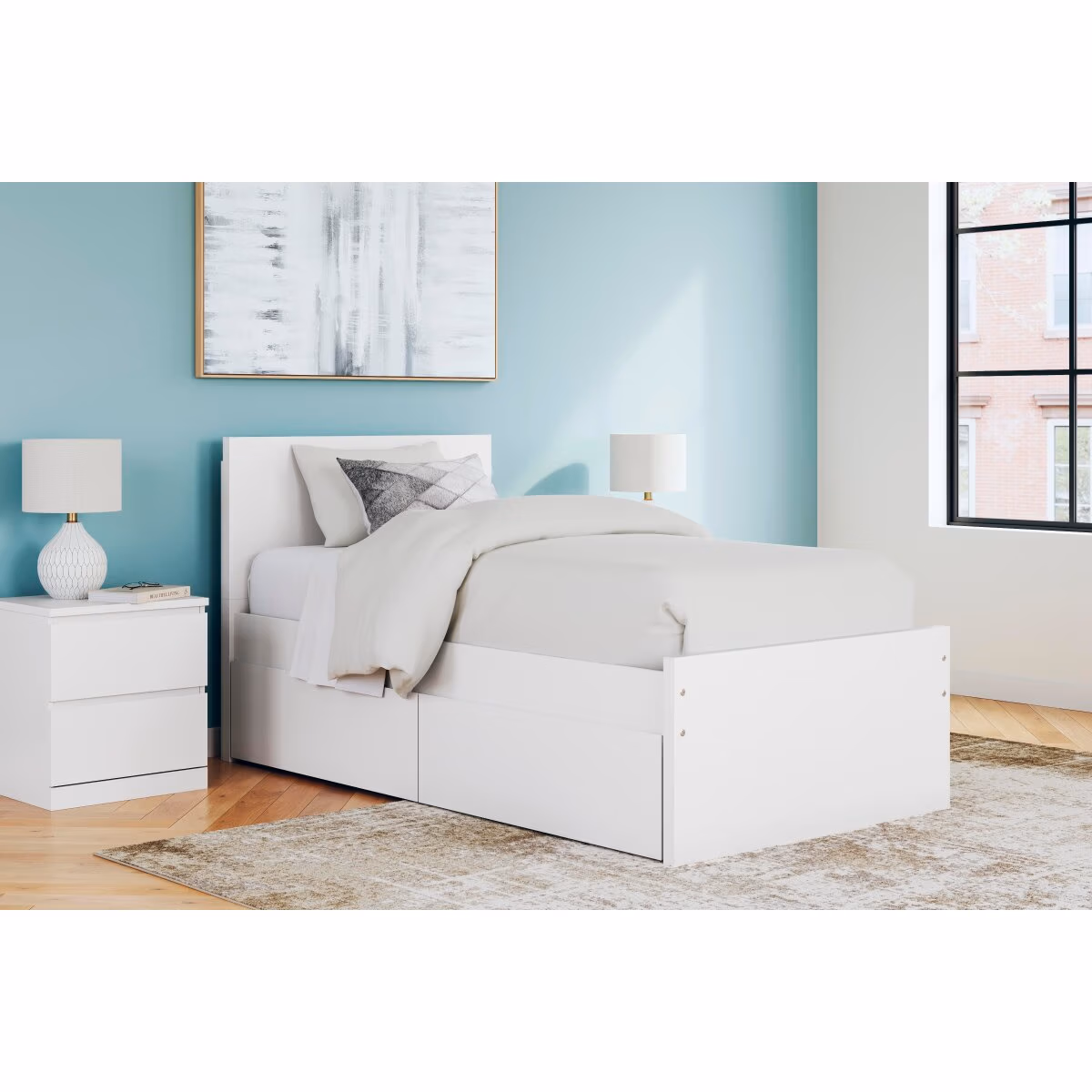 Onita Twin Panel Platform Bed with 1 Side Storage - Image 3