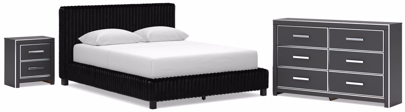 9f3adad7cfc0b88566a112f8f30e8642 Zuraleus Queen Upholstered Bed, Dresser and Nightstand - Image 1