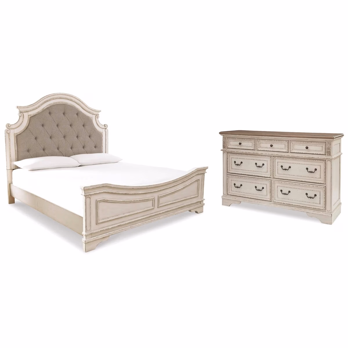Realyn King Upholstered Panel Bed and Dresser - Image 3
