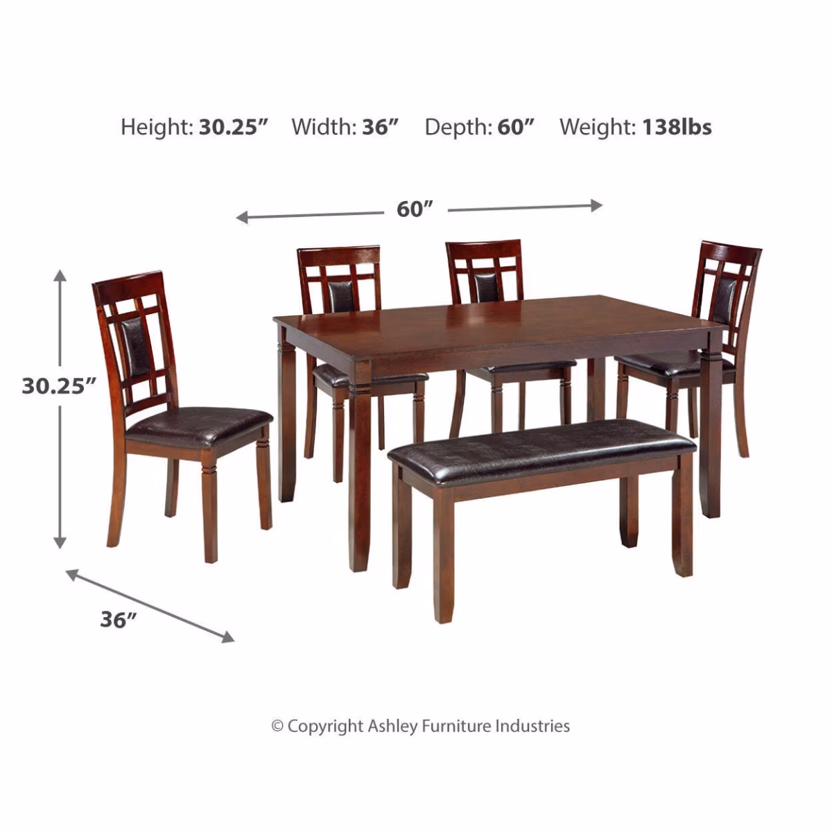Bennox Dining Table and Chairs with Bench (Set of 6) - Image 4