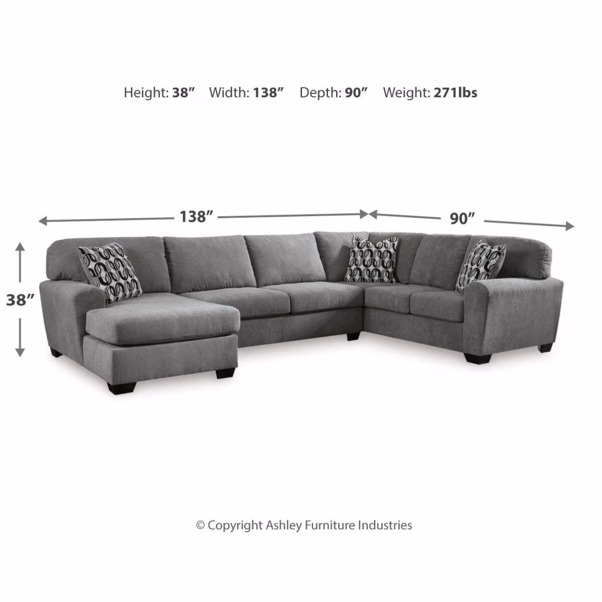 Birkdale Court 3-Piece Sectional with Chaise - Image 6