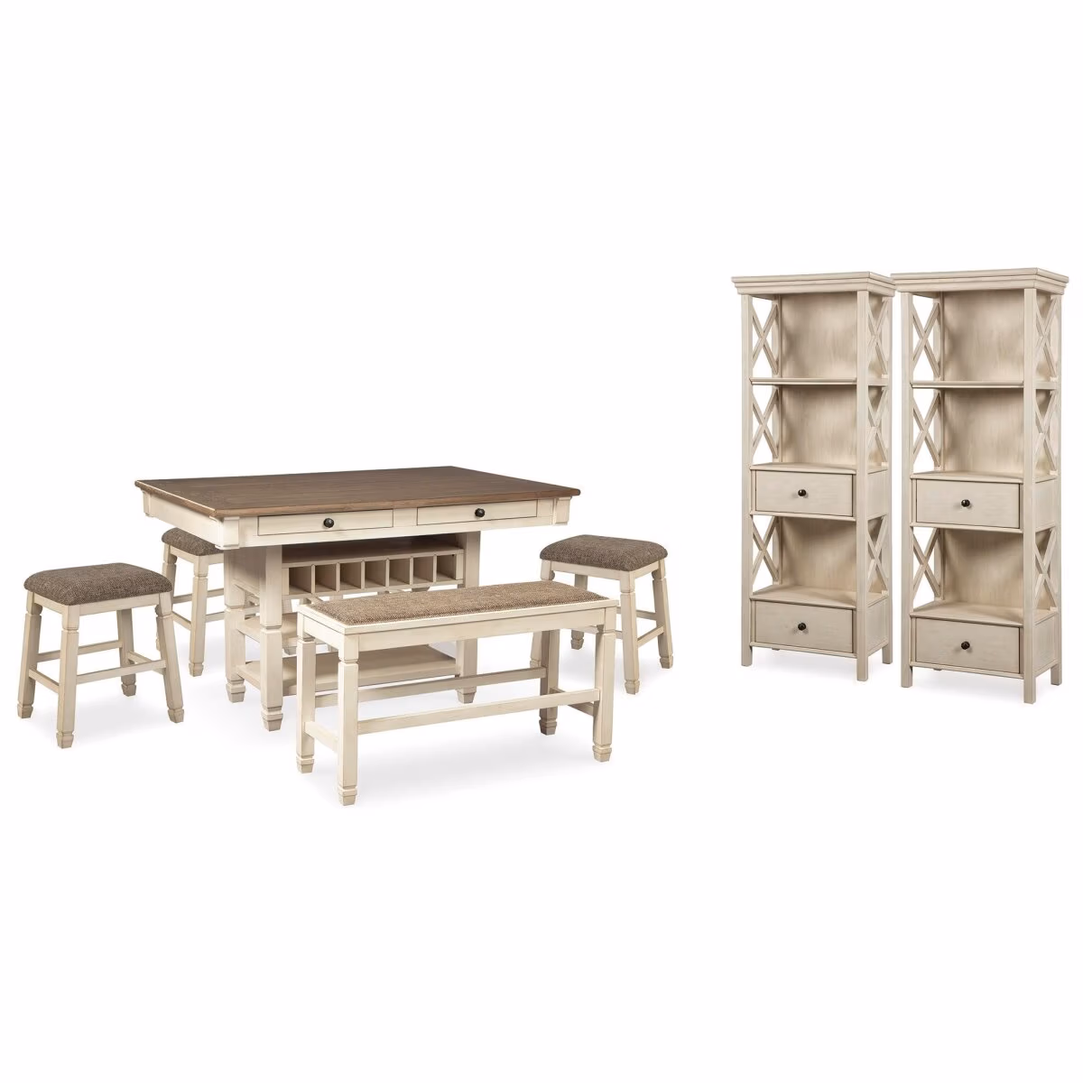 Bolanburg Counter Height Dining Table, 4 Stools, Bench and 2 Display Cabinets - Image 2