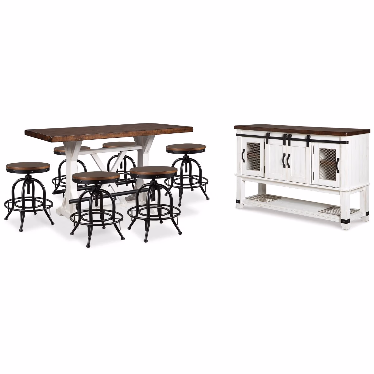 Valebeck Counter Height Dining Table, 6 Barstools and Server - Image 2