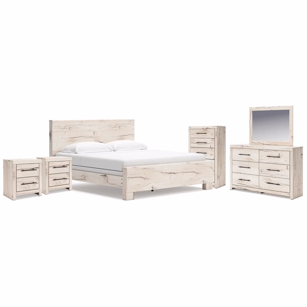 Lawroy King Panel Bed, Dresser, Mirror, Chest and Nightstand - Image 2
