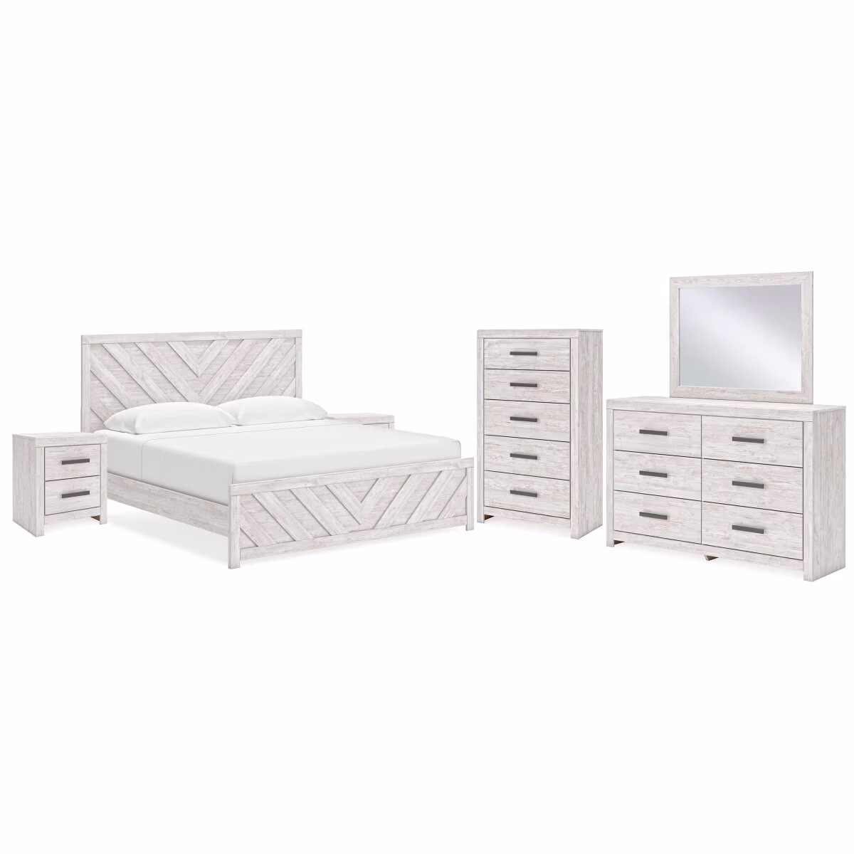 Cayboni King Panel Bed, Dresser, Mirror, Chest and 2 Nightstands - Image 2