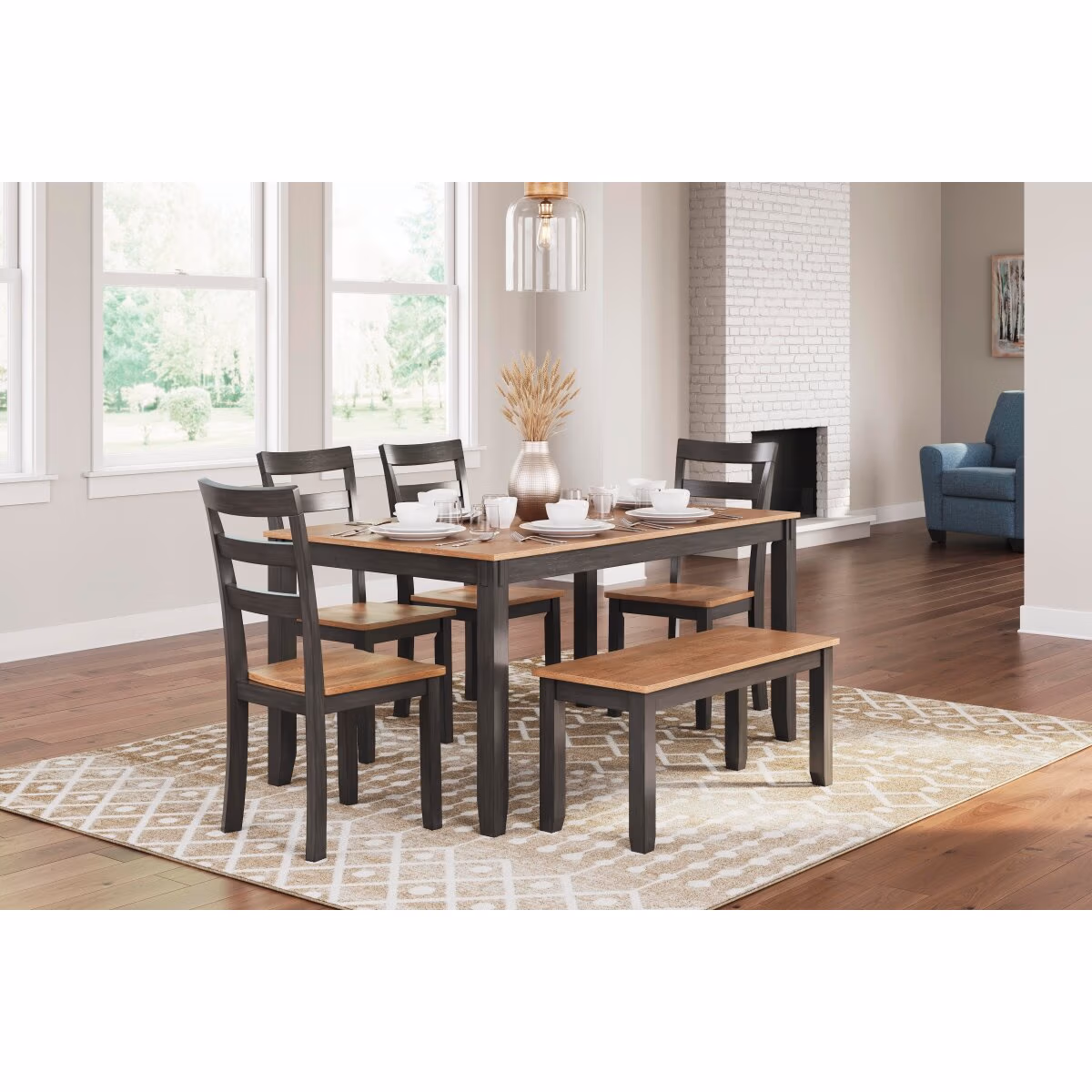 Gesthaven Dining Table with 4 Chairs and Bench (Set of 6) - Image 3