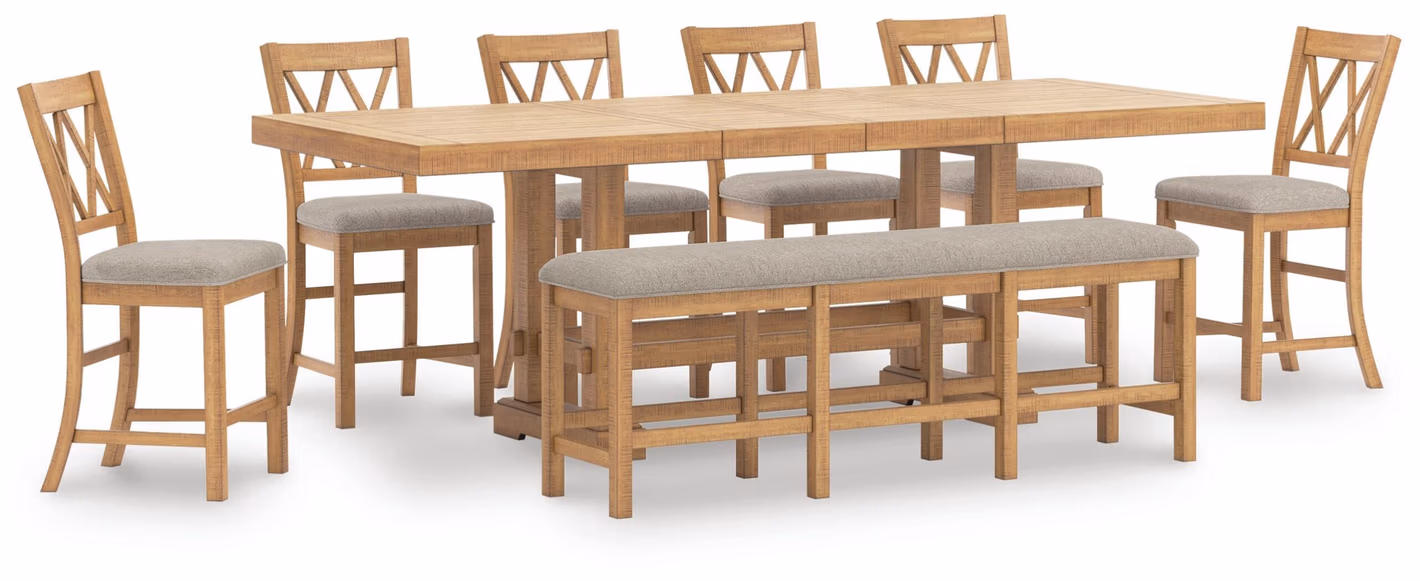 b0a92648c8af13185ba028321f4e91df Havonplane Counter Height Dining Table, 6 Barstools and Bench - Image 1
