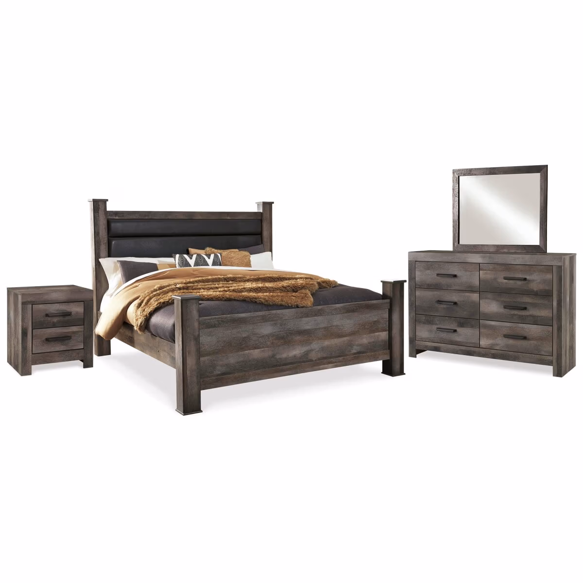 Wynnlow King Poster Bed, Dresser, Mirror and Nightstand - Image 2