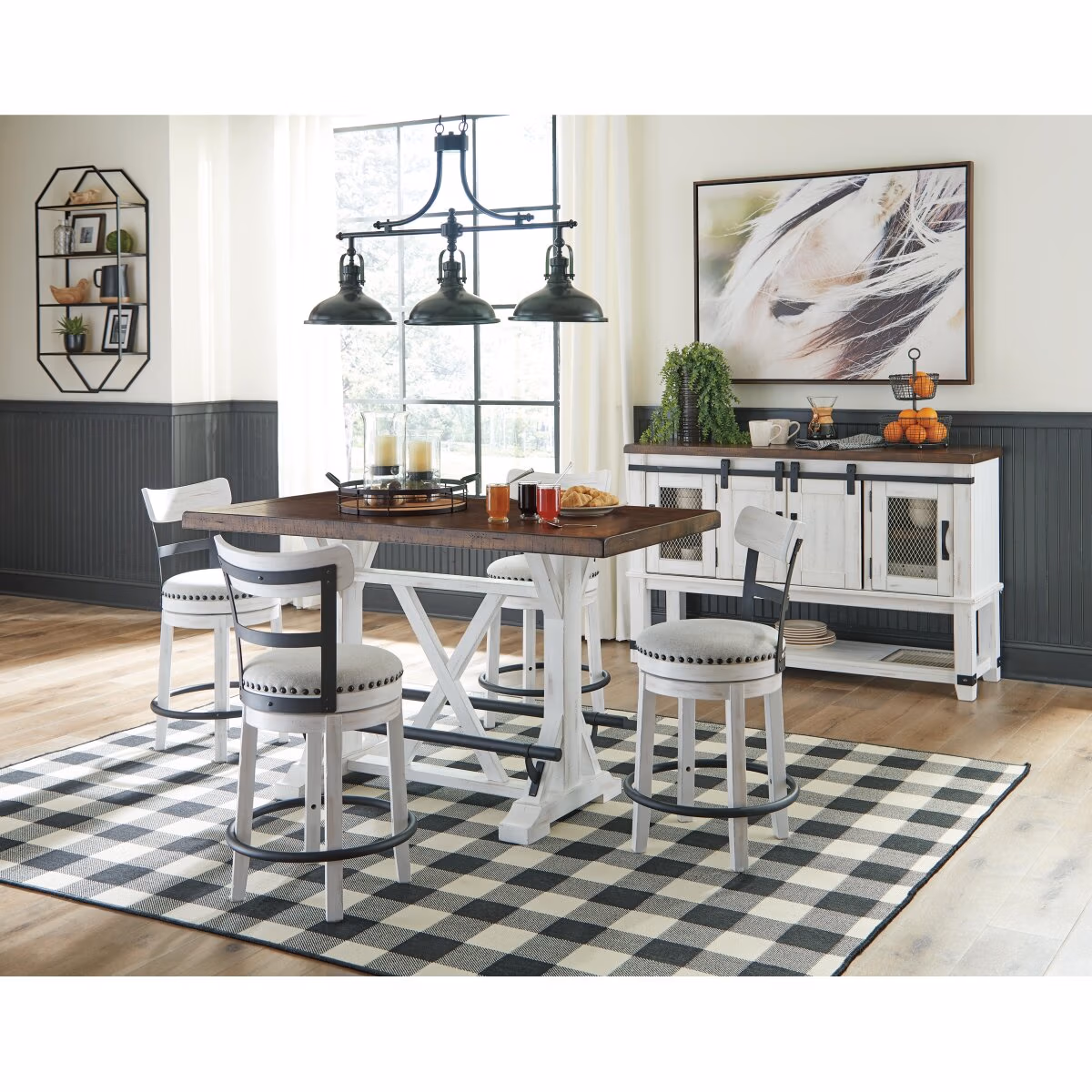 Valebeck Counter Height Dining Table, 4 Barstools and Server - Image 2