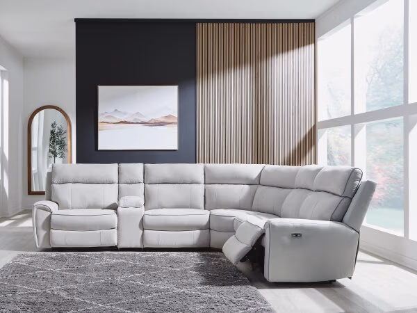 Social Pointe 6-Piece Reclining Sectional with Storage Console - Image 3
