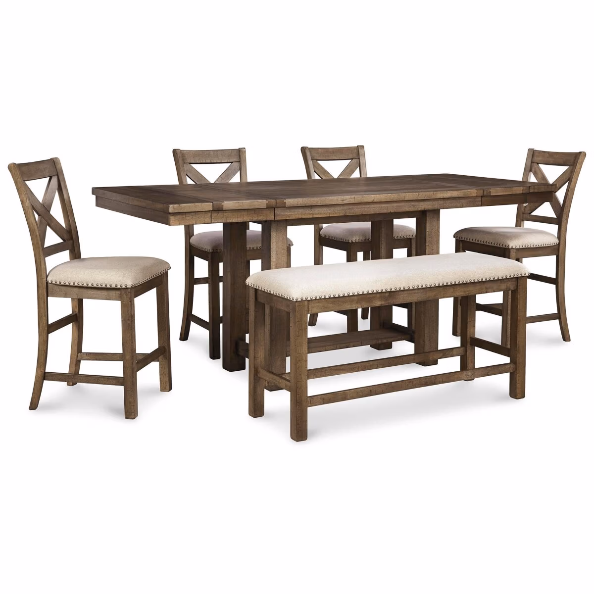 Moriville Counter Height Dining Table with 4 Barstools and Bench - Image 3