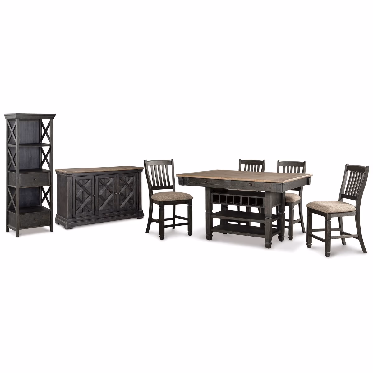 Tyler Creek Counter Height Table with 4 Barstools, Server and Display Cabinet - Image 2