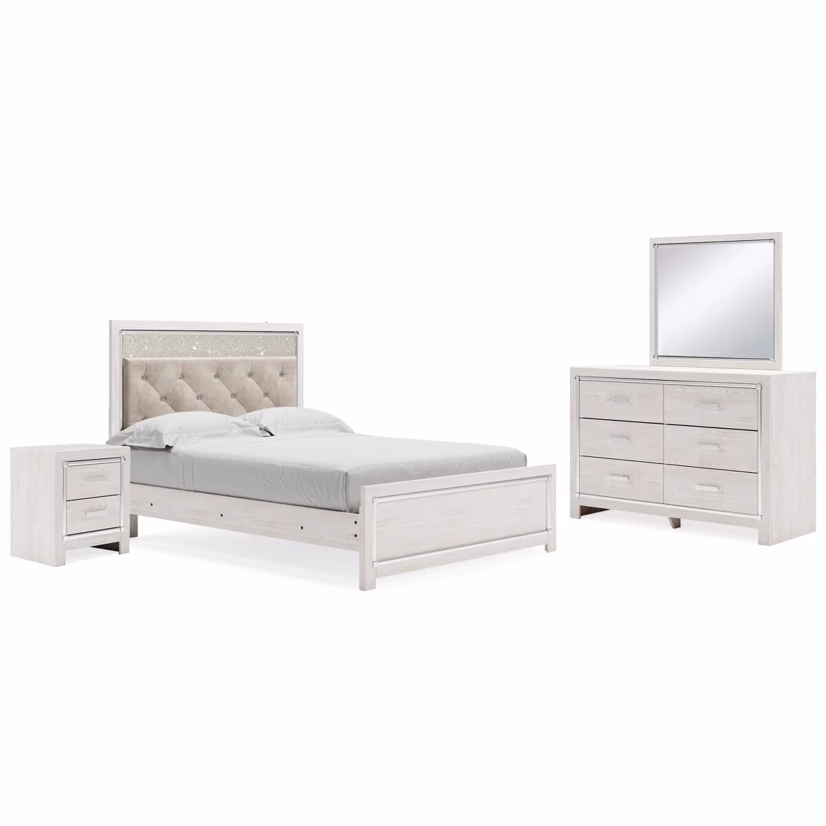 Altyra Queen Upholstered Panel Bed, Dresser, Mirror, and Nightstand - Image 2