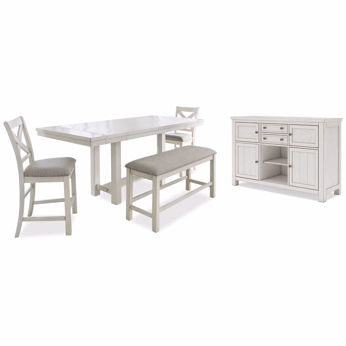 Robbinsdale Counter Height Dining Table, 2 Barstools, Bench and Server - Image 2