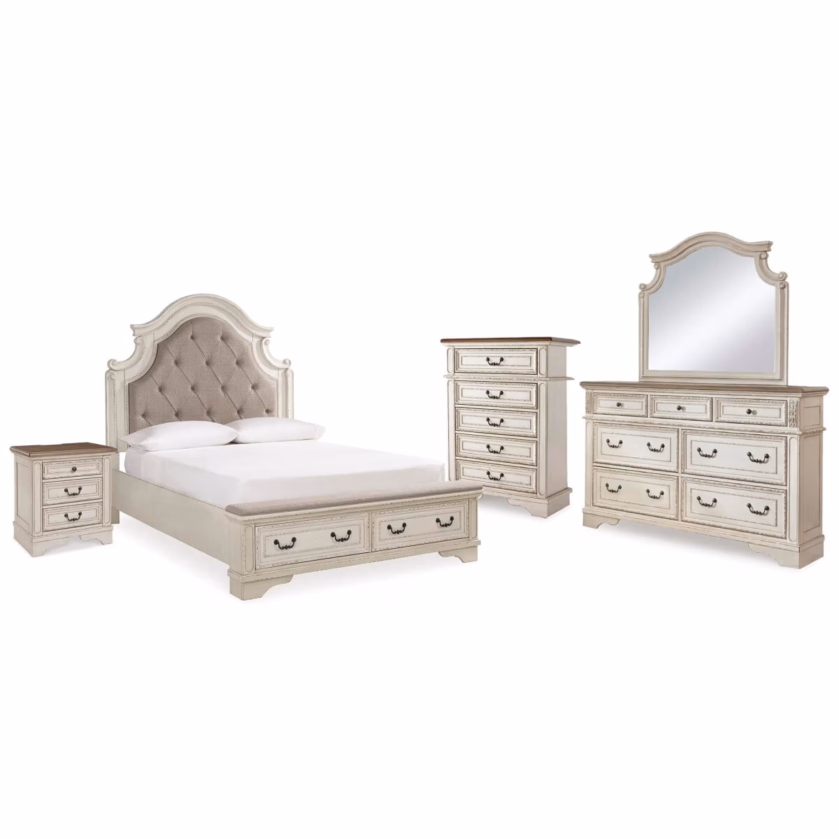 Realyn Queen Panel Bed, Dresser, Mirror, Chest and Nightstand - Image 2