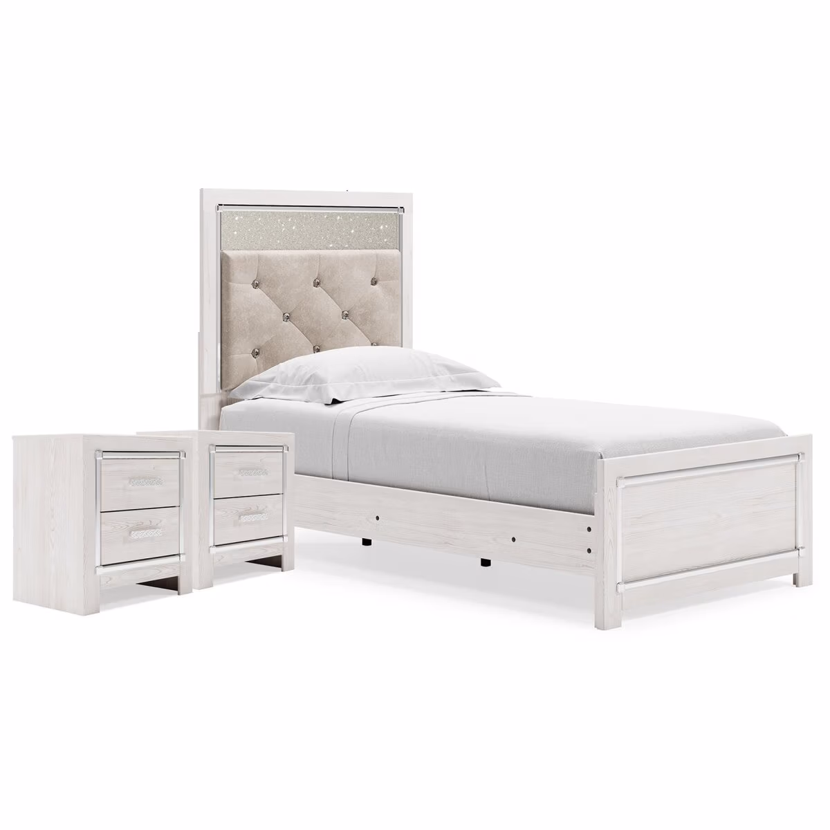 Altyra Twin Upholstered Panel Bed and 2 Nightstands - Image 2
