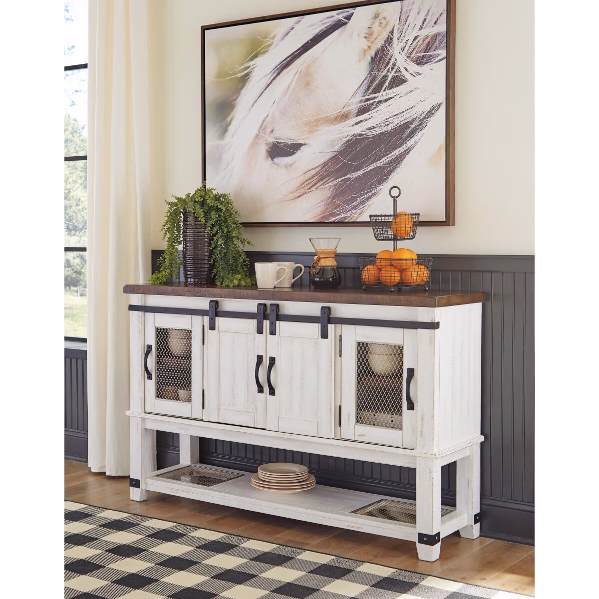 Valebeck Counter Height Dining Table, 6 Barstools and Server - Image 11