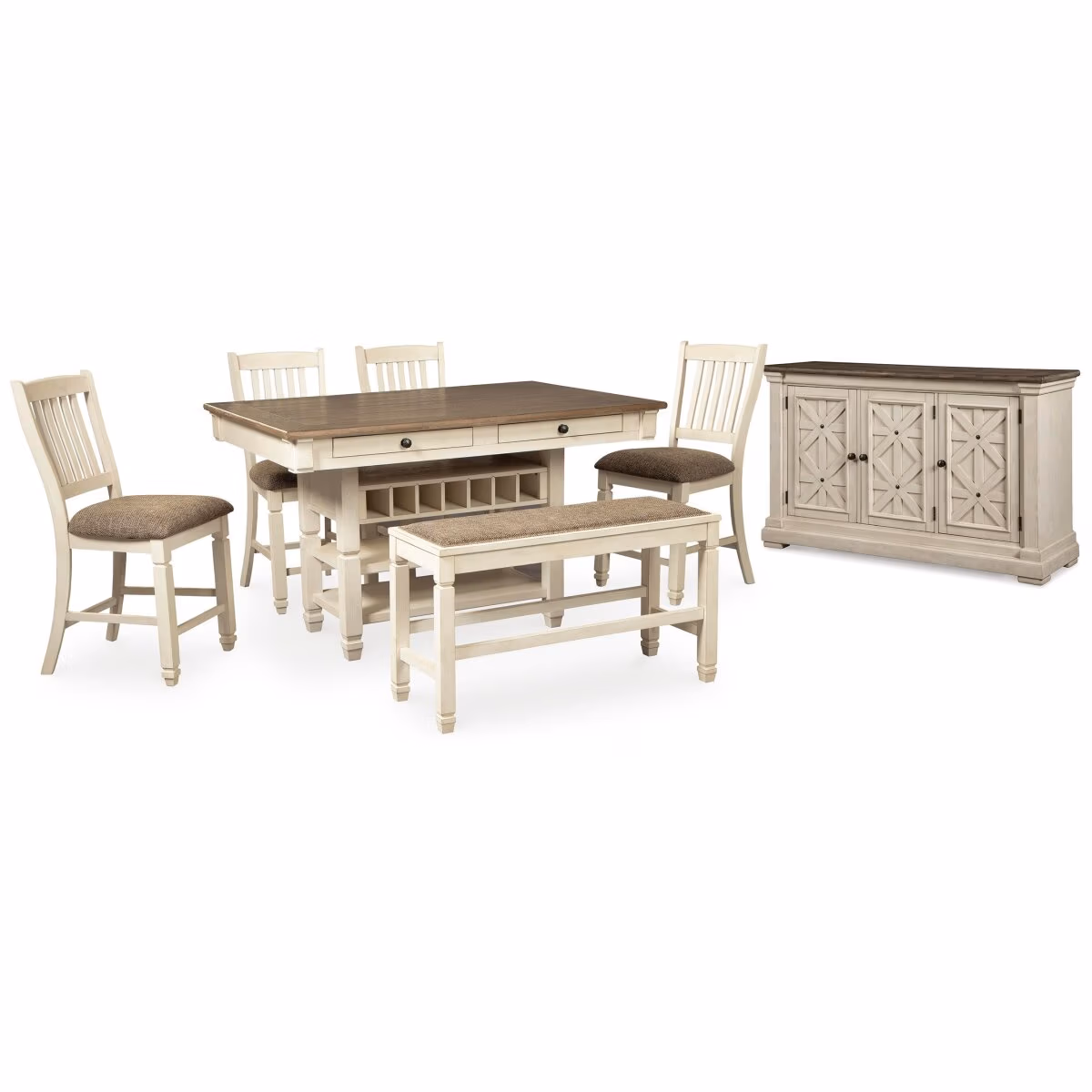 Bolanburg Counter Height Dining Table, 4 Barstools, Bench and Server - Image 2