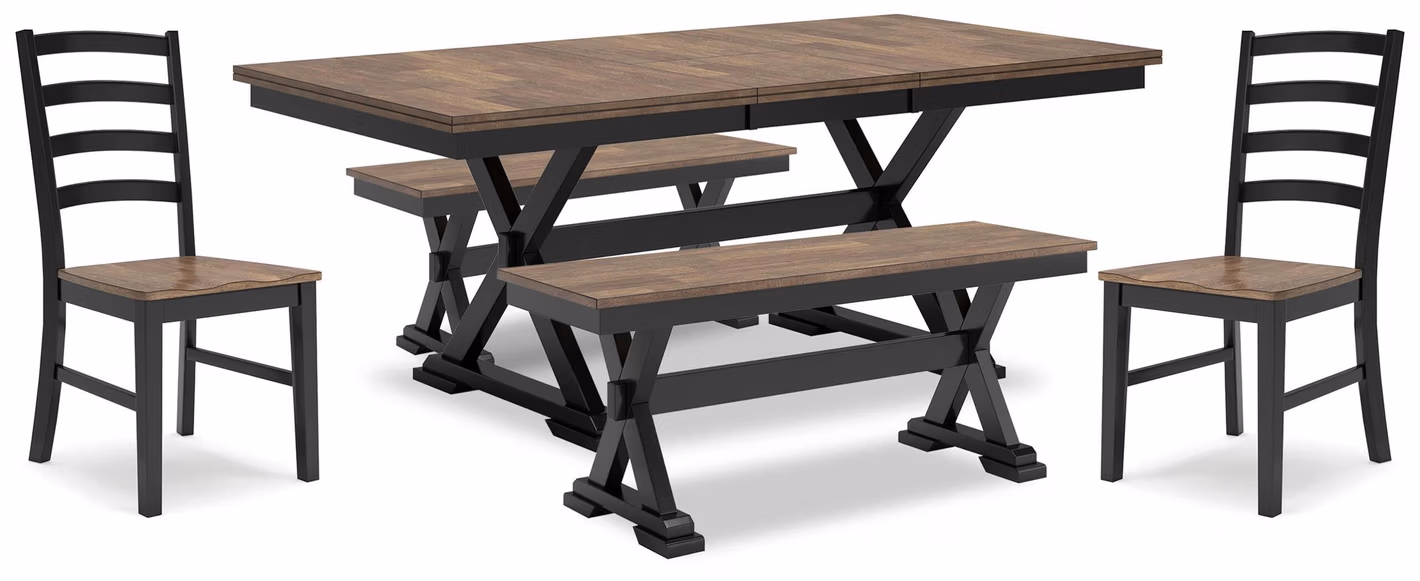 Wildenauer Dining Table, 2 Chairs and 2 Benches