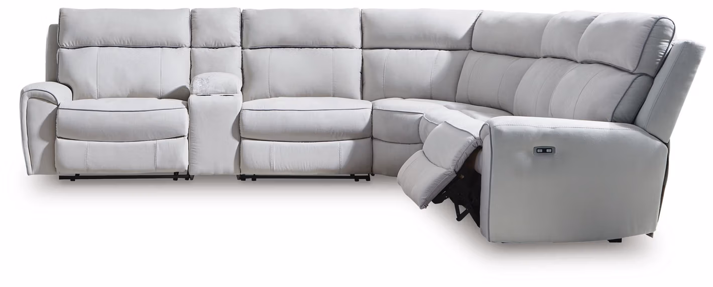c28cd45753d259f2d53e72a9c003c064 Social Pointe 6-Piece Reclining Sectional with Storage Console - Image 1