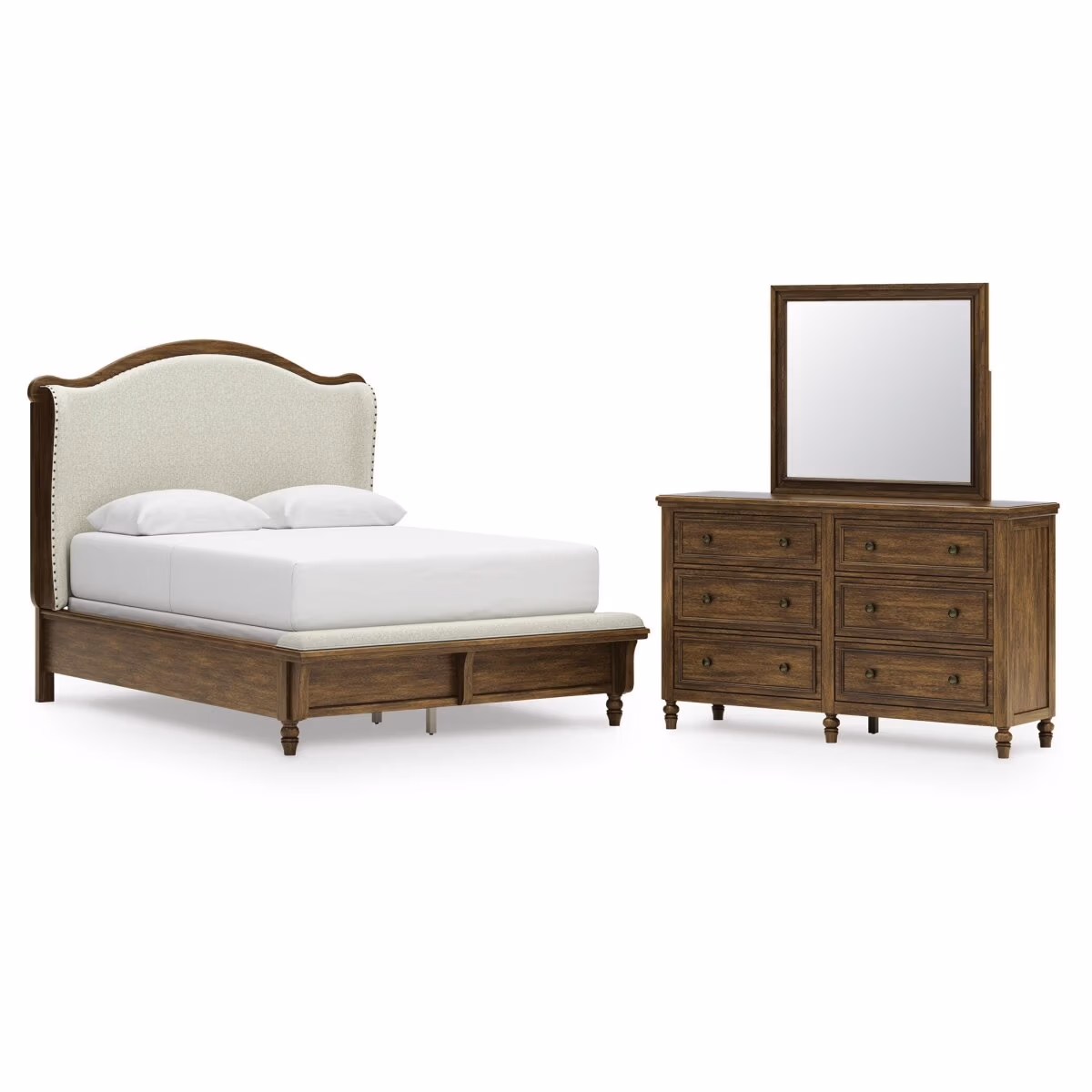Sturlayne Queen Upholstered Panel Bed, Dresser and Mirror - Image 2