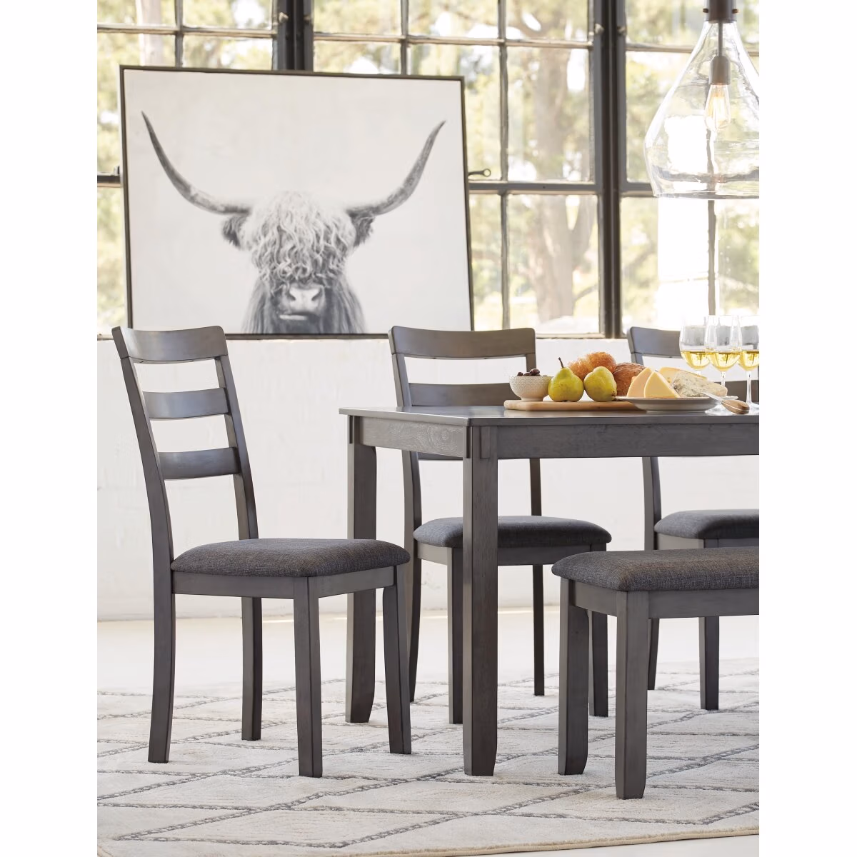 Bridson Dining Table and Chairs with Bench (Set of 6) - Image 10