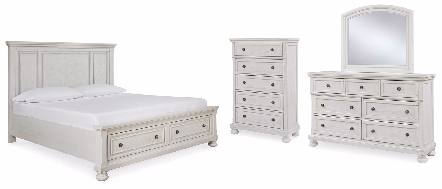 c4d591dd326cae64ec6857a7af5c010e Robbinsdale Queen Panel Storage Bed, Dresser, Mirror and Chest - Image 1