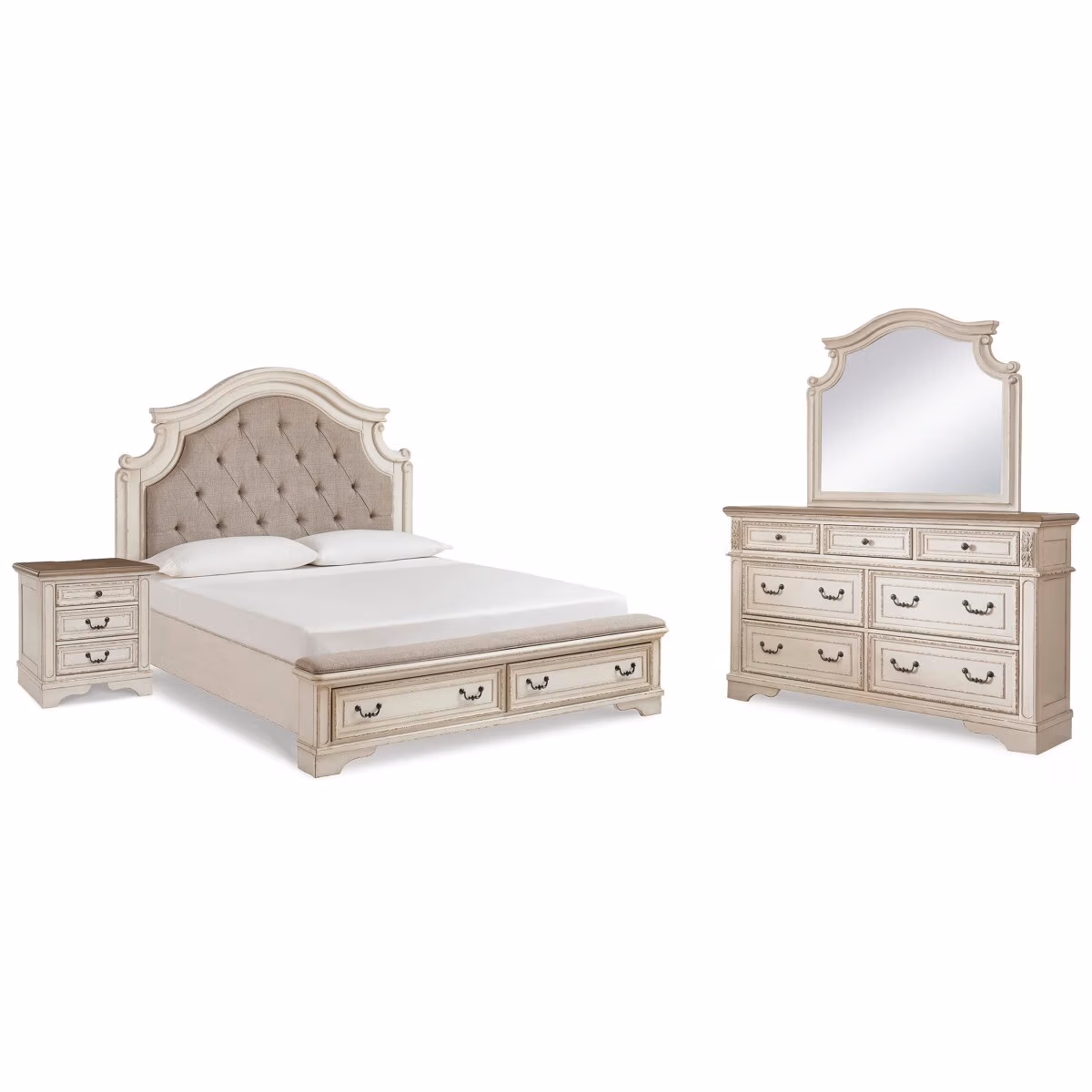 Realyn King Upholstered Panel Bed, Dresser, Mirror and Nightstand - Image 2