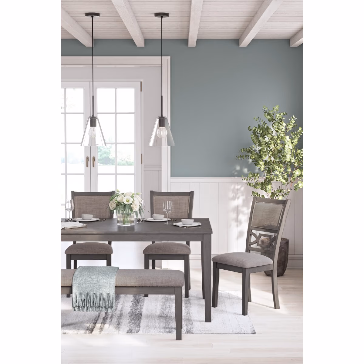 Wrenning Dining Table and 4 Chairs and Bench (Set of 6) - Image 6