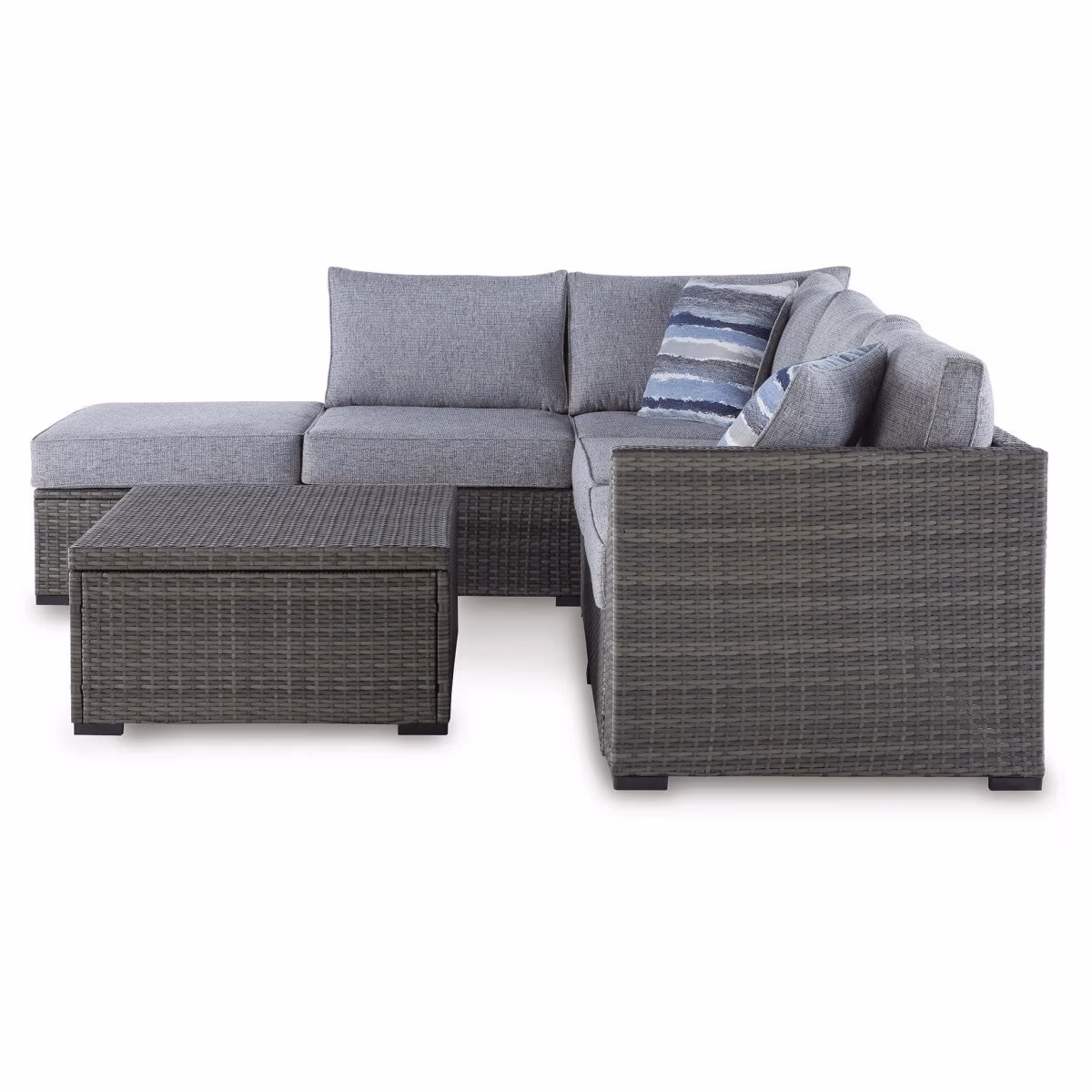 Petal Road Outdoor Loveseat Sectional/Ottoman/Table Set (Set of 4) - Image 5