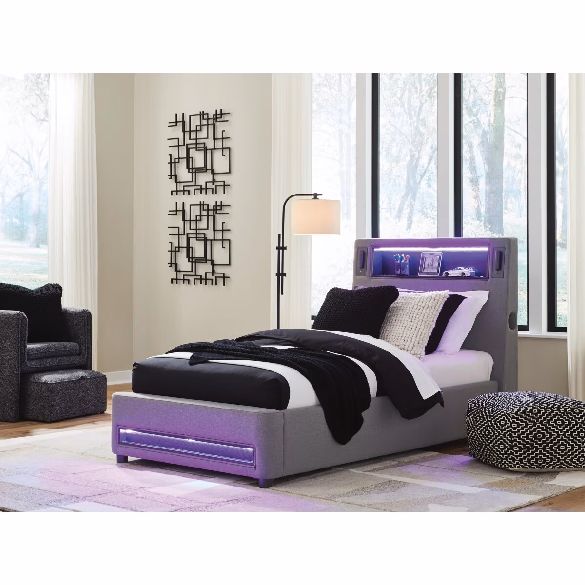 Finigale Twin Upholstered Bed with Wireless Audio - Image 10