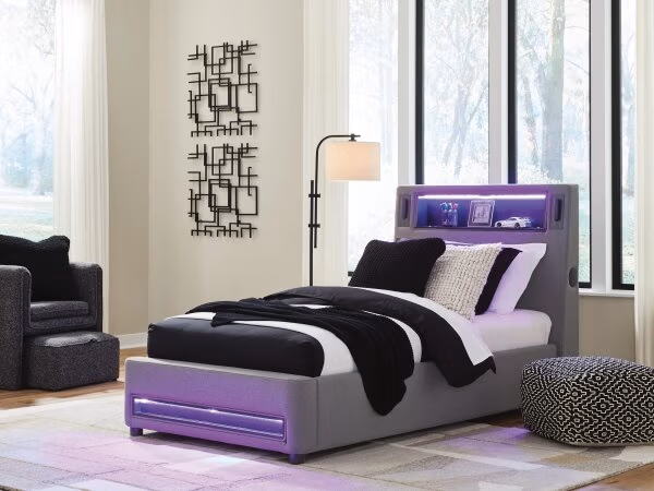 Finigale Twin Upholstered Bed with Wireless Audio - Image 10
