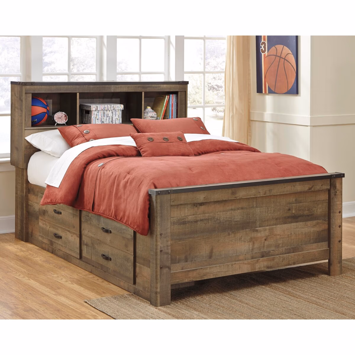 Trinell Full Bookcase Bed with 2 Sided Storage - Image 2