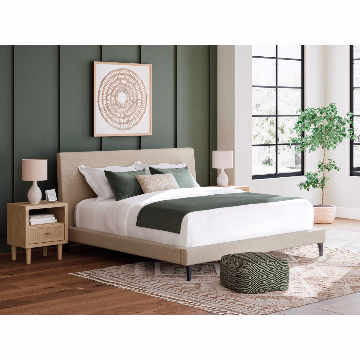 Cielden King Upholstered Bed with Roll Slats - Image 3