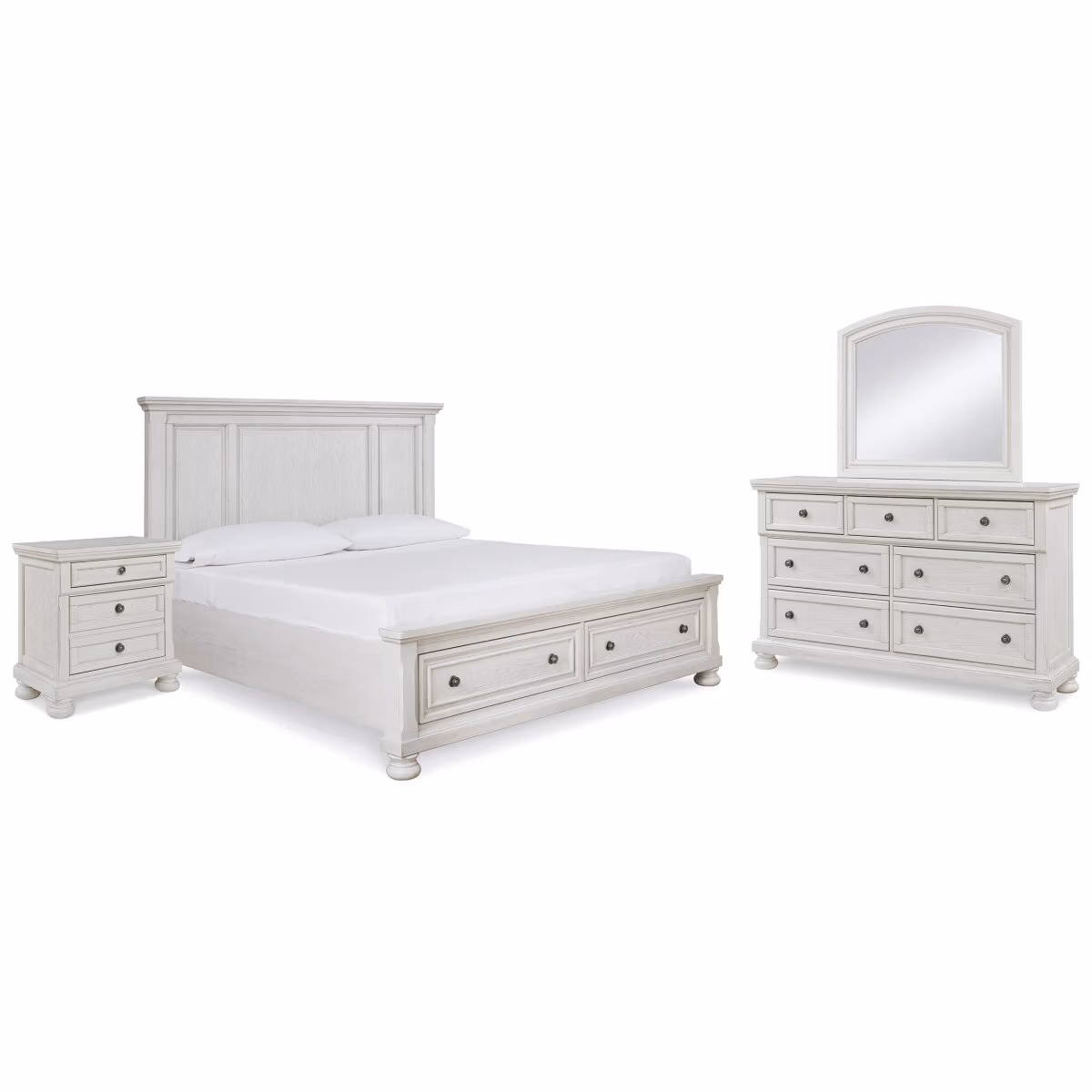 Robbinsdale Queen Storage Bed, Dresser, Mirror and Nightstand - Image 2