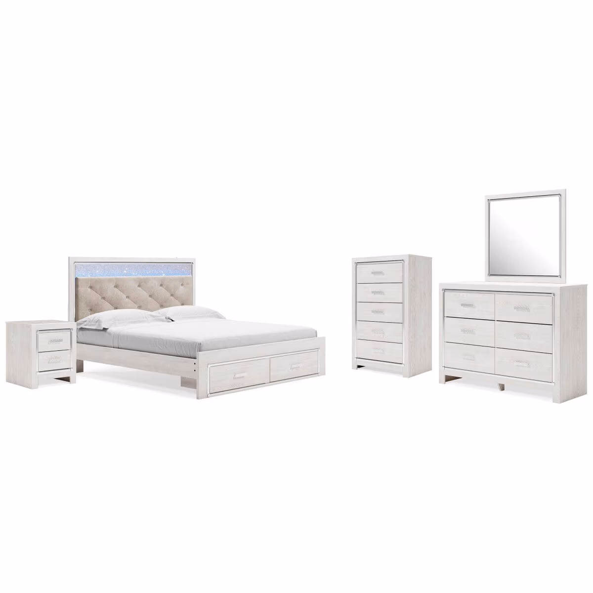 Altyra King Upholstered Storage Bed, Dresser, Mirror, Chest, and Nightstand - Image 2