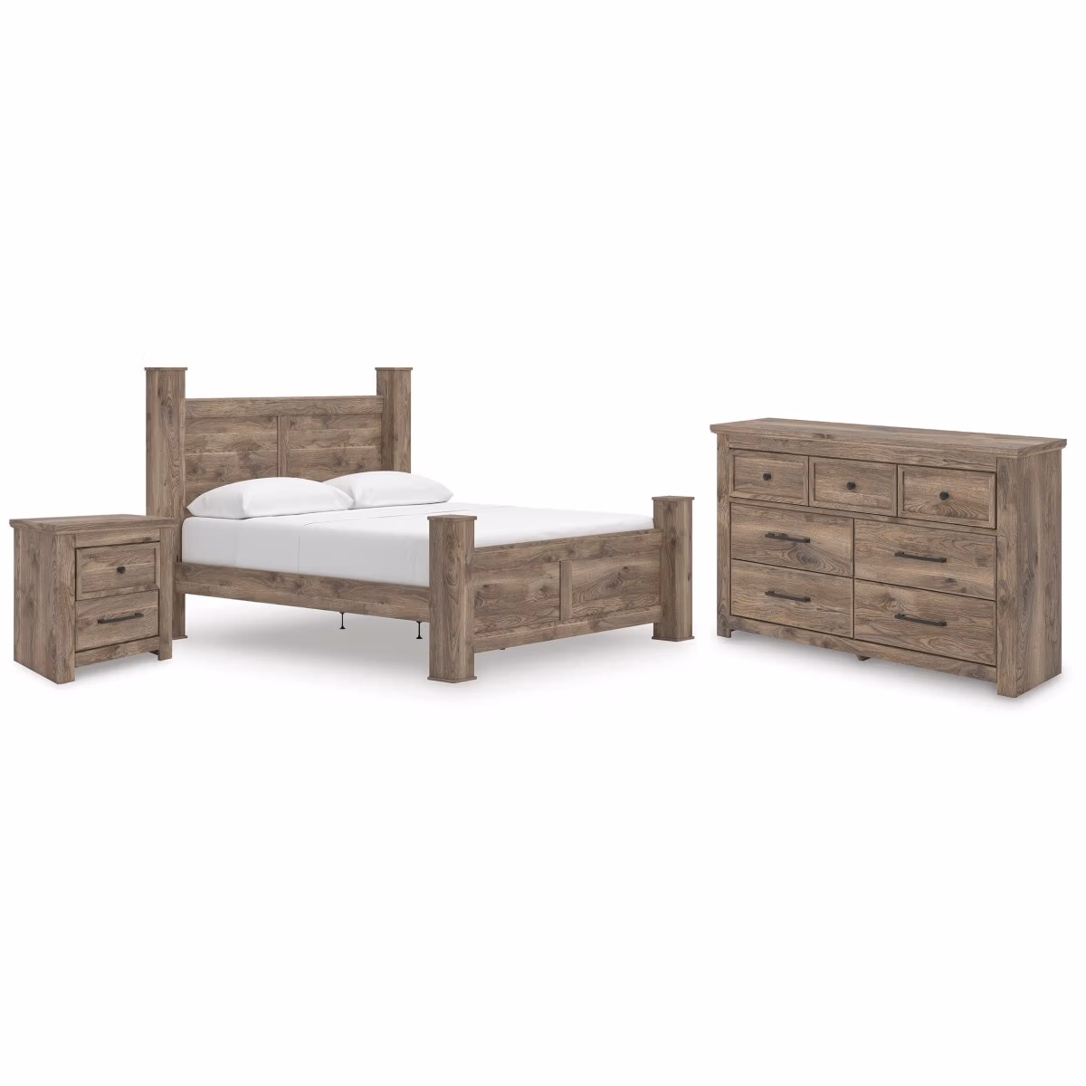 Rusticott King Poster Bed, Dresser and Nightstand - Image 2